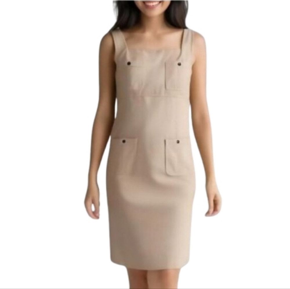 Laurel Jeans Overall Jumper Dress Panel Pockets Beige/Tan Women's EU 38/US 7-8